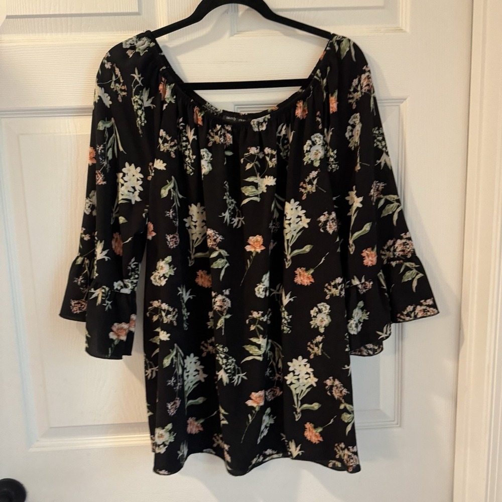 Mandy Evans Womens Sz‎ 2X feminine tiered ruffle relaxed, boho gathered neckline
